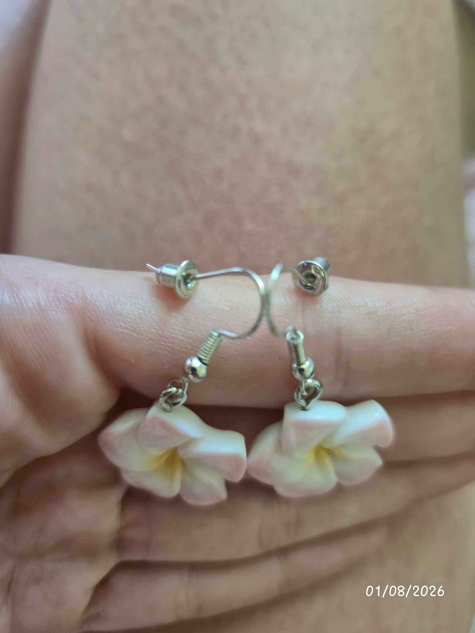 Pink flower earrings – photo 2